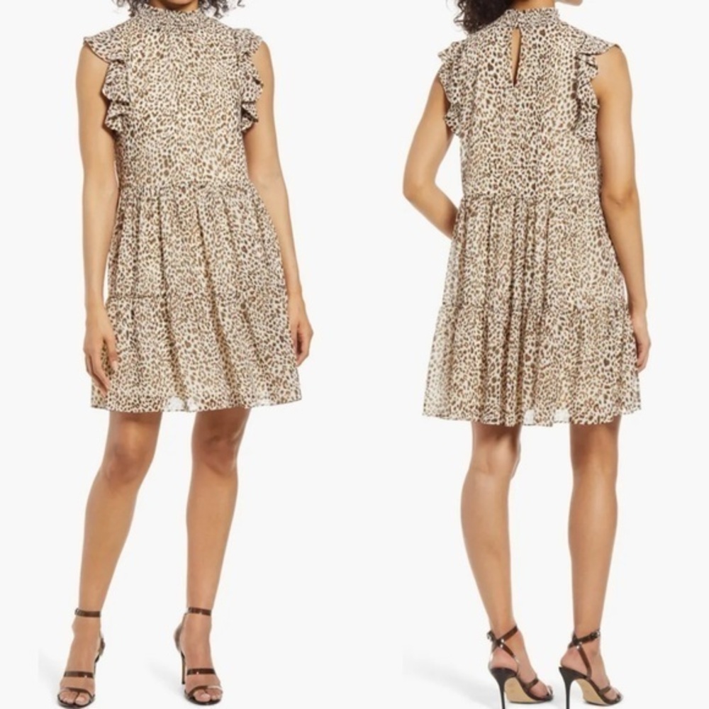 Sam Edelman Animal Print Flutter Sleeve Dress‎